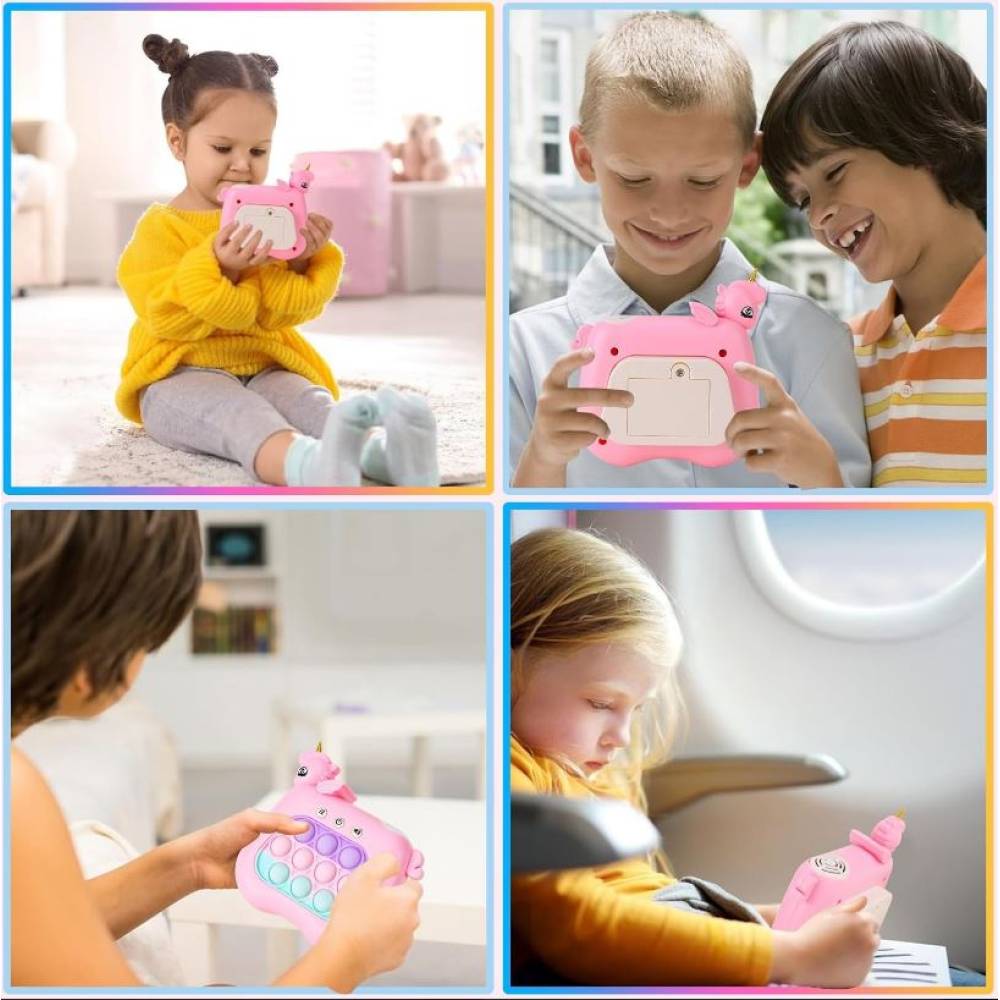 Consola, Joc Interactiv Pop It, Pentru copii, Model Unicorn, Roz Consola, Joc Interactiv Pop It, Pentru copii, Model Unicorn, Roz