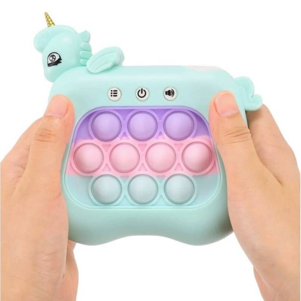 Consola, Joc Interactiv Pop It, 12 nivele, Pentru copii, Model Unicorn, Albastru Consola, Joc Interactiv Pop It, 12 nivele, Pentru copii, Model Unicorn, Albastru