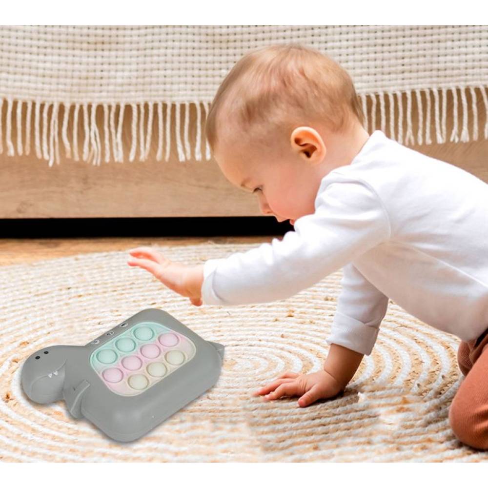 Consola, Joc Interactiv Pop It, Model Dinozaur, Gri Consola, Joc Interactiv Pop It, Model Dinozaur, Gri