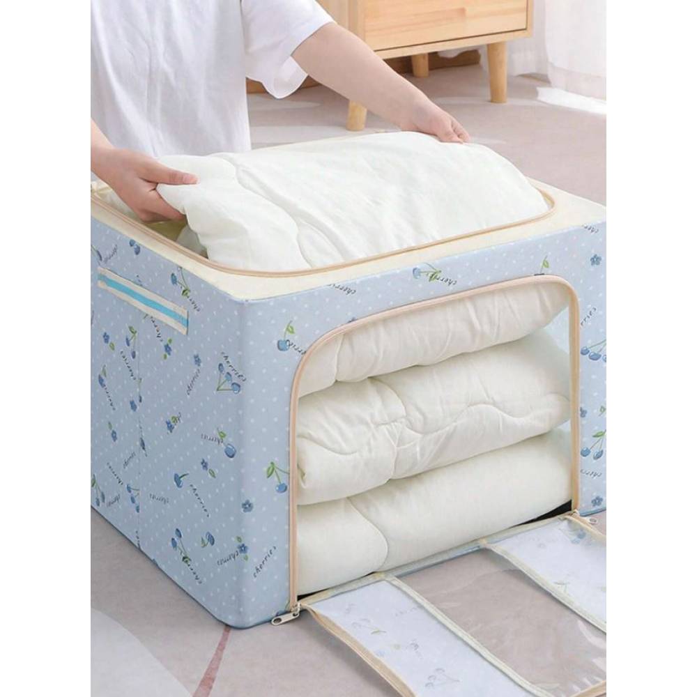 Cutie depozitare 66 litri cu fermoar, cirese blue, 2 ferestre (pliabila) Cutie depozitare 66 litri cu fermoar, cirese blue, 2 ferestre (pliabila)