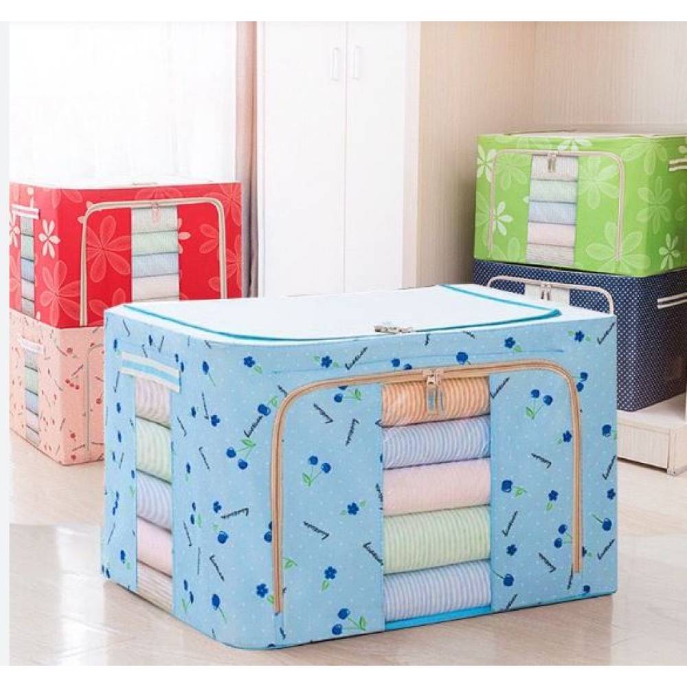 Cutie depozitare 66 litri cu fermoar, cirese blue, 2 ferestre (pliabila) Cutie depozitare 66 litri cu fermoar, cirese blue, 2 ferestre (pliabila)