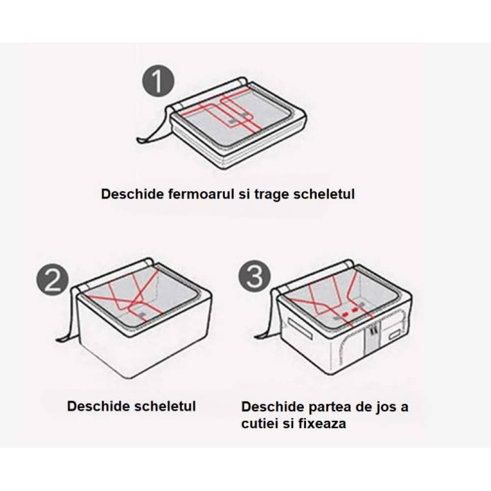 Cutie depozitare 66 litri cu fermoar, cirese blue, 2 ferestre (pliabila) Cutie depozitare 66 litri cu fermoar, cirese blue, 2 ferestre (pliabila)
