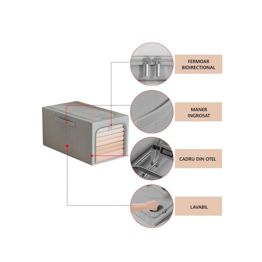 Cutie depozitare pliabila Albastru fumuriu, 49L Cutie depozitare pliabila Albastru fumuriu, 49L