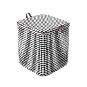 Cutie depozitare pliabila in carouri Alb-negru, 140L