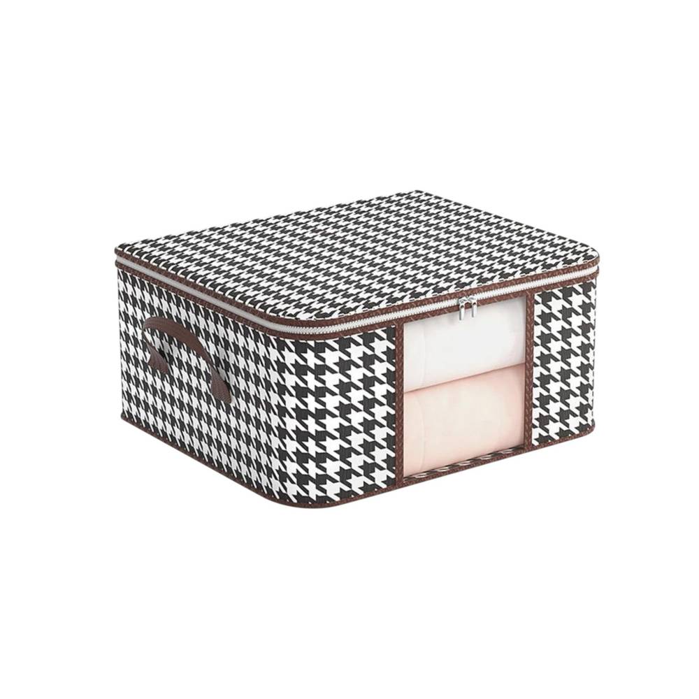 Cutie depozitare pliabila in carouri Alb-negru, 75L Cutie depozitare pliabila in carouri Alb-negru, 75L