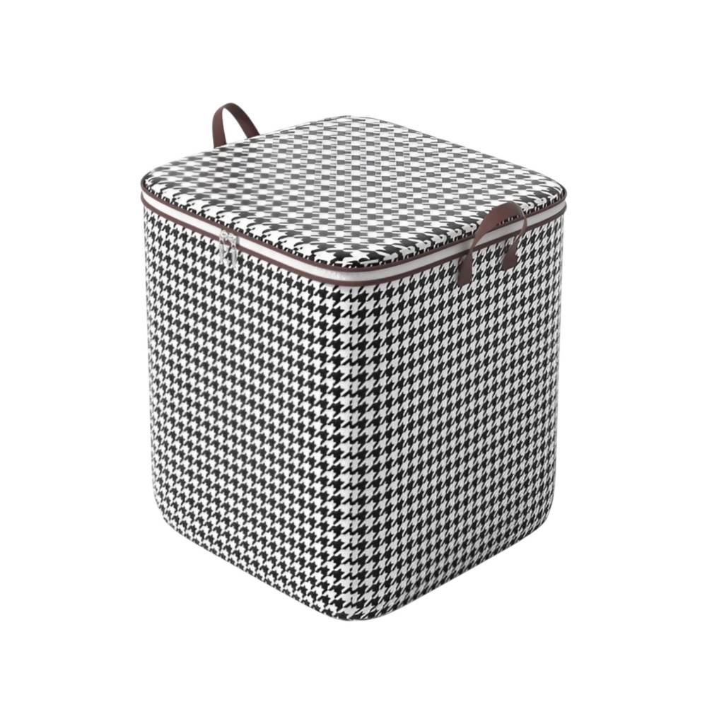 Cutie depozitare pliabila in carouri Alb-negru, 100L Cutie depozitare pliabila in carouri Alb-negru, 100L