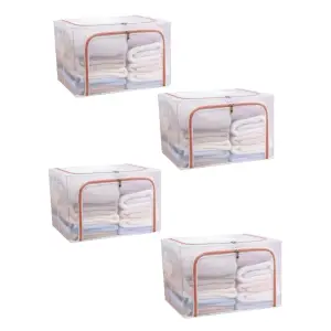 Cutie depozitare 66L cu fermoar transparenta, set 4 buc