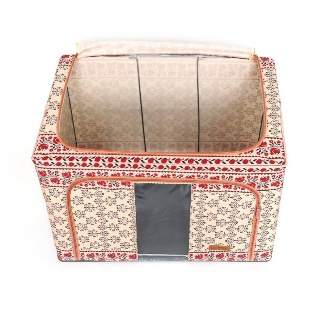 Cutie depozitare pliabila 100 litri cu fermoar, motiv traditional 3 Cutie depozitare pliabila 100 litri cu fermoar, motiv traditional 3