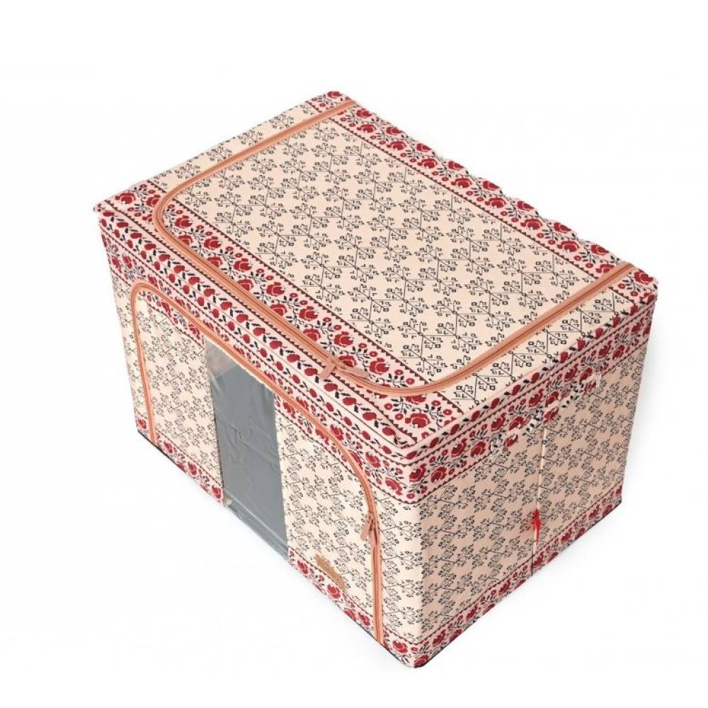 Cutie depozitare pliabila 100 litri cu fermoar, motiv traditional 3 Cutie depozitare pliabila 100 litri cu fermoar, motiv traditional 3