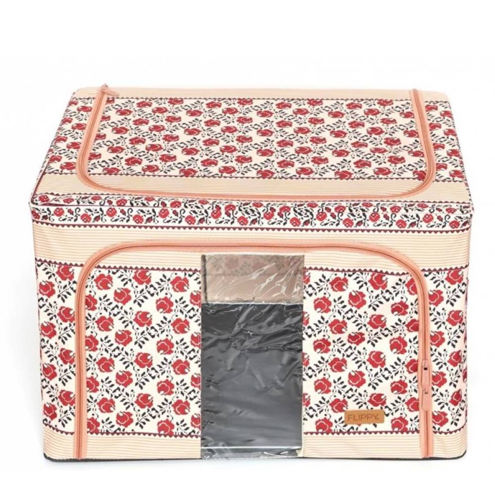 Cutie depozitare pliabila 100 litri cu fermoar, motiv traditional 4 Cutie depozitare pliabila 100 litri cu fermoar, motiv traditional 4