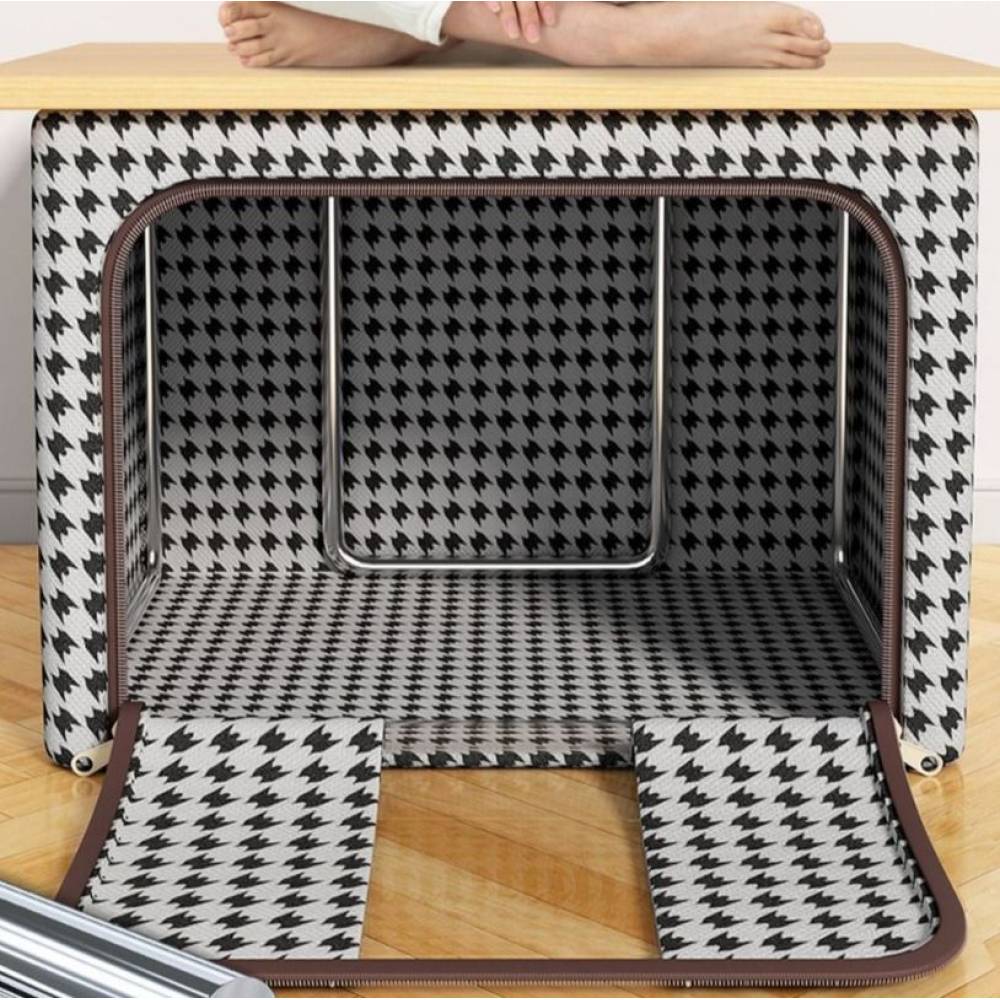 Cutie depozitare pliabila 100 litri cu fermoar, zebra Cutie depozitare pliabila 100 litri cu fermoar, zebra