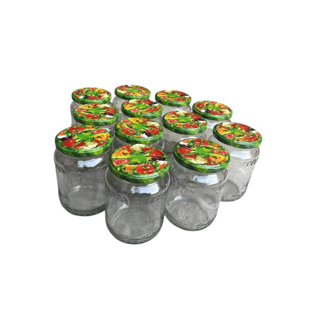 Borcan sticla 720 ml cu capac legume , 12buc/set Borcan sticla 720 ml cu capac legume , 12buc/set