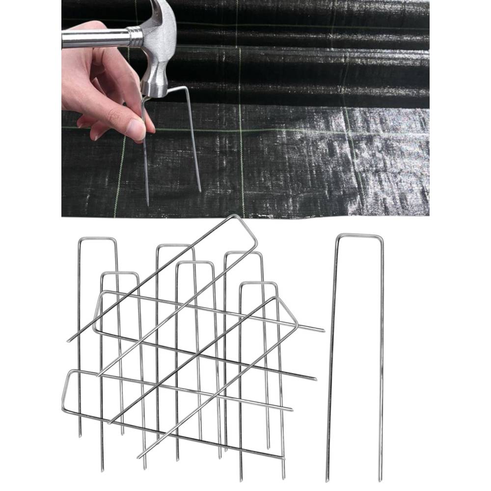 Cuie fixare folie agrotextil din metal 15cm, set 100 buc
