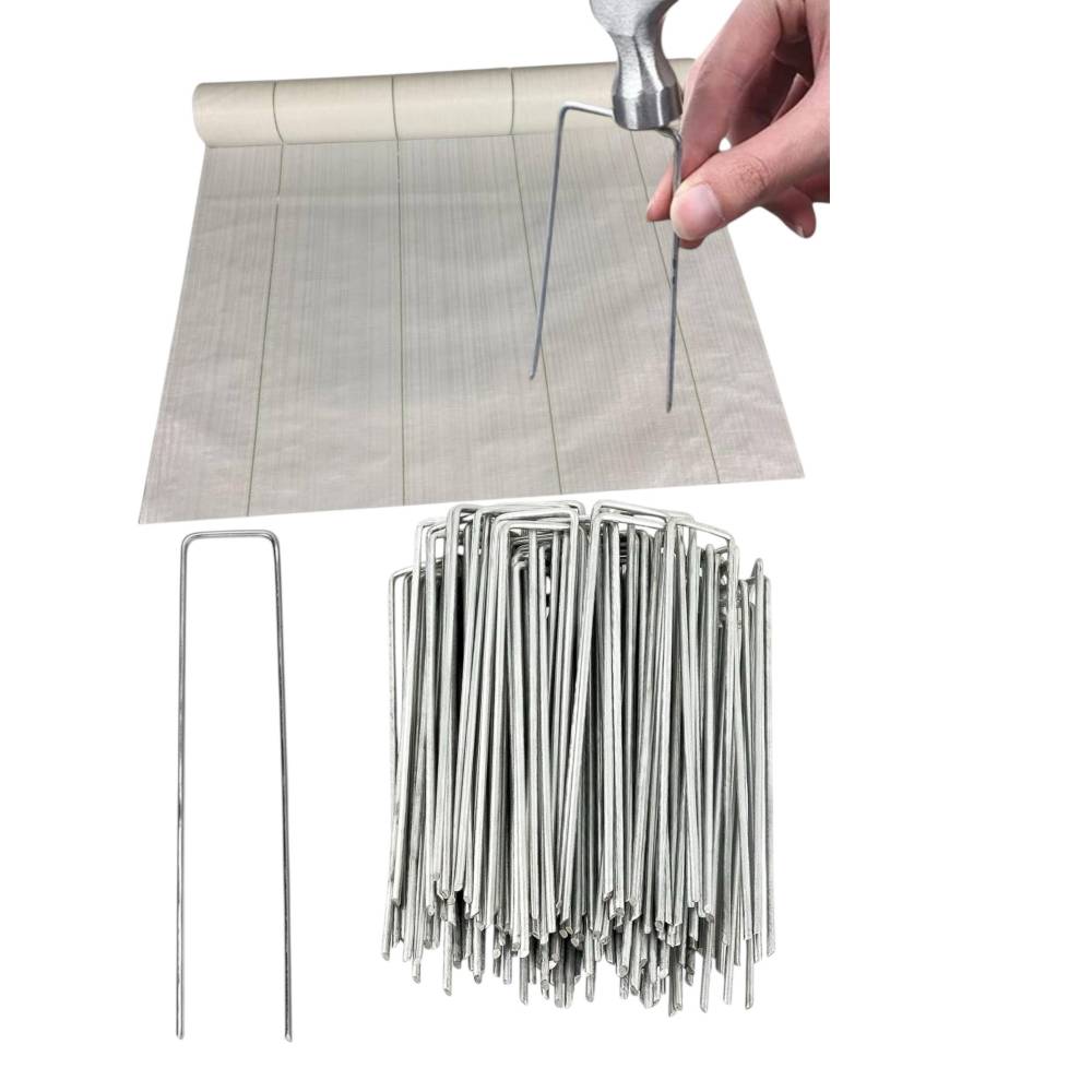 Cuie fixare folie agrotextil din metal 15cm, set 100 buc