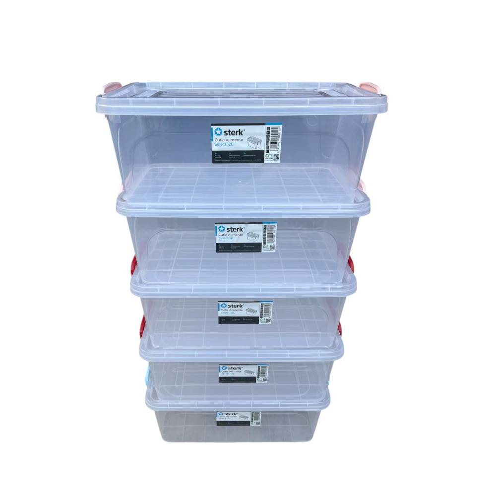 Caserole plastic cu capac si maner 12 litri, 5 bucati