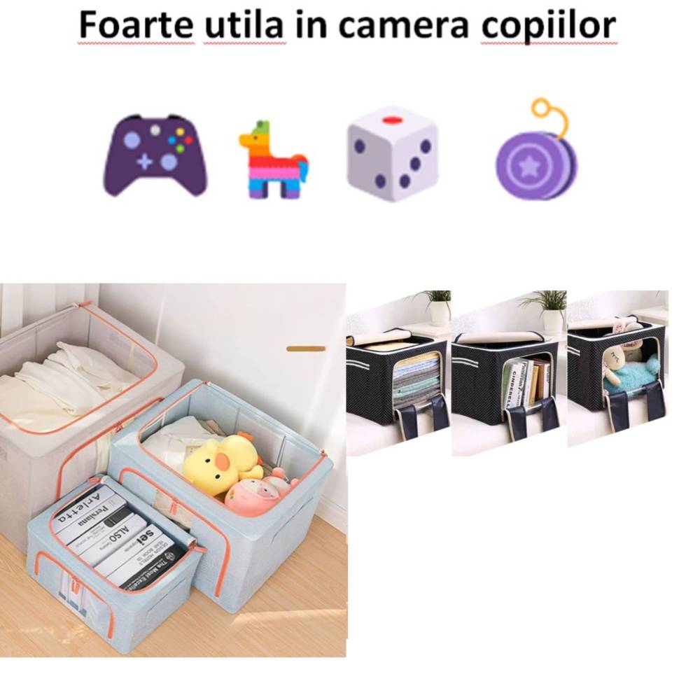 Cutie depozitare 100 litri cu fermoar, crem (pliabila)