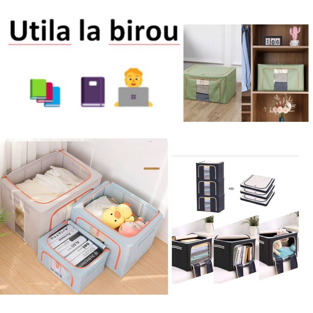 Cutie depozitare 100 litri cu fermoar, crem (pliabila)