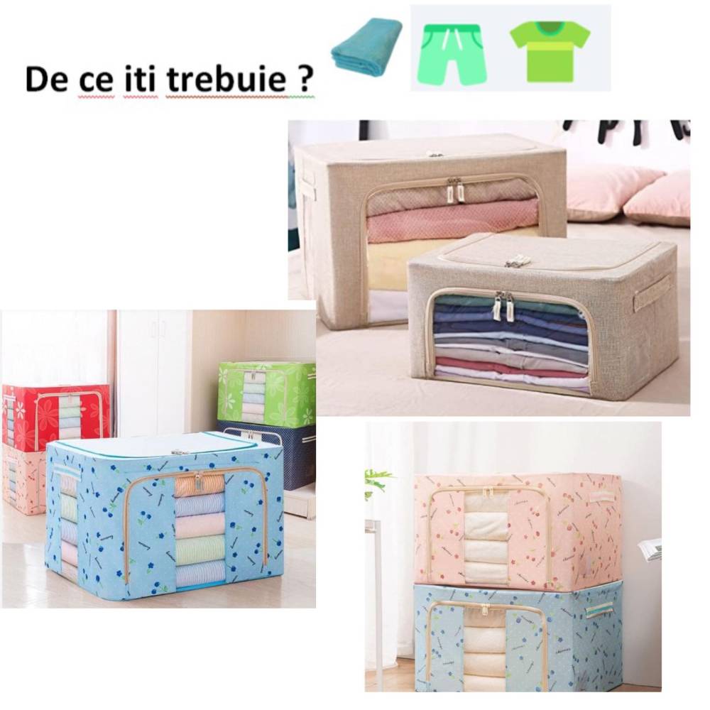 Cutie depozitare 100 litri cu fermoar, crem (pliabila)