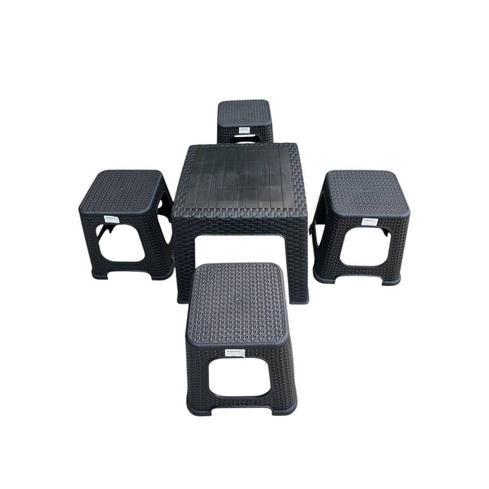 Masa gradina ratan maro, 45cm cu 4 scaune ratan 33cm