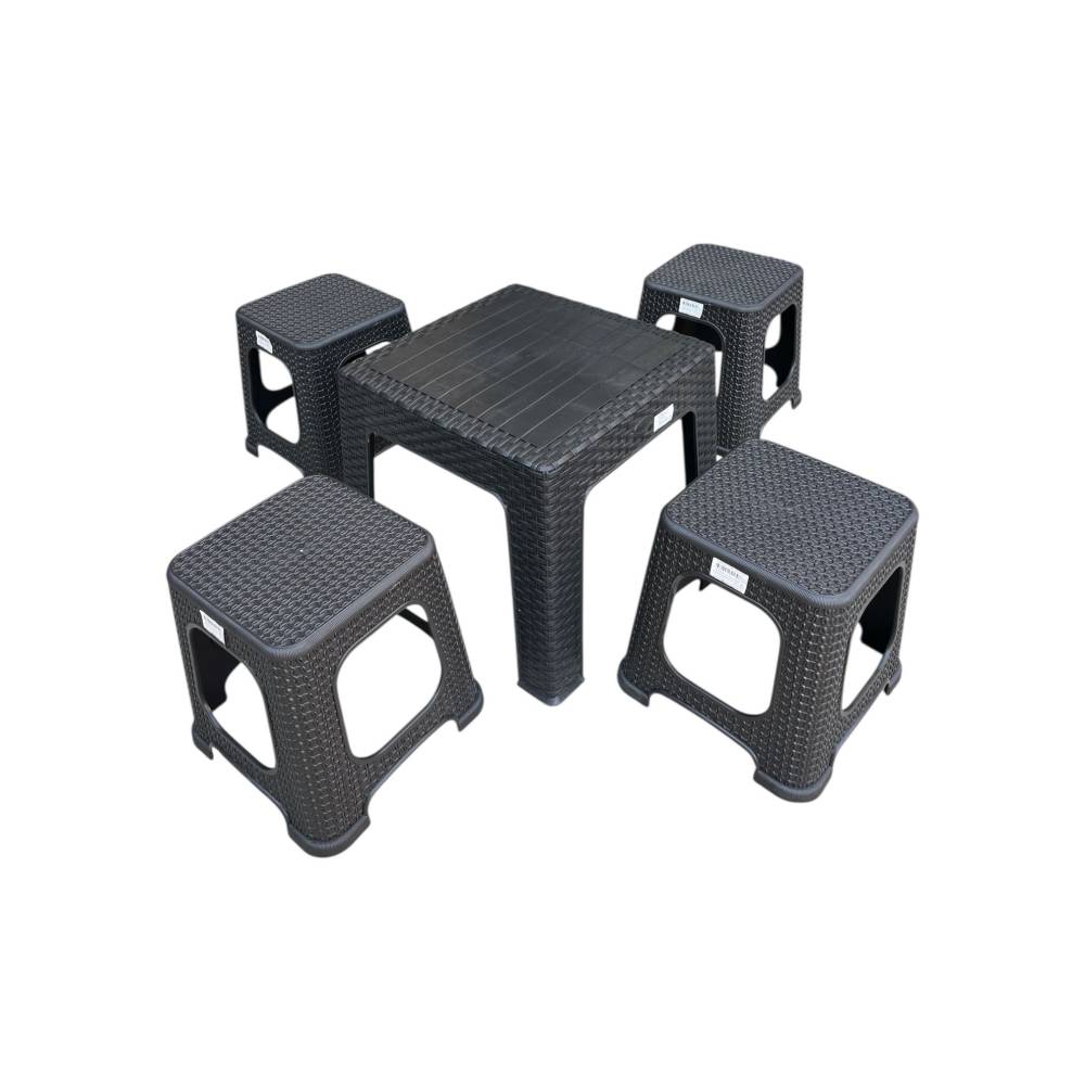 Masa gradina ratan maro, 45cm cu 4 scaune ratan 33cm