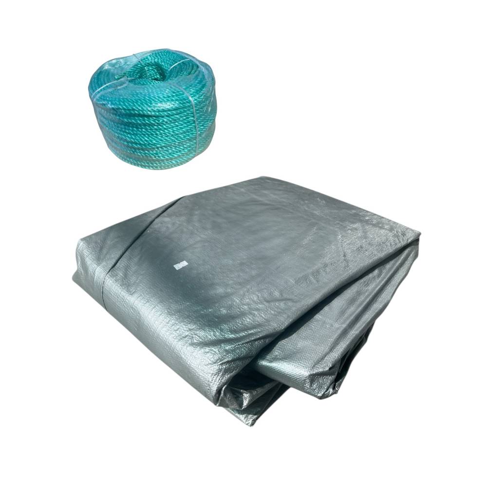 Prelata cu inele Gri 5x10m, densitate 225g/mp, impermeabila Prelata cu inele Gri 5x10m, densitate 225g/mp, impermeabila