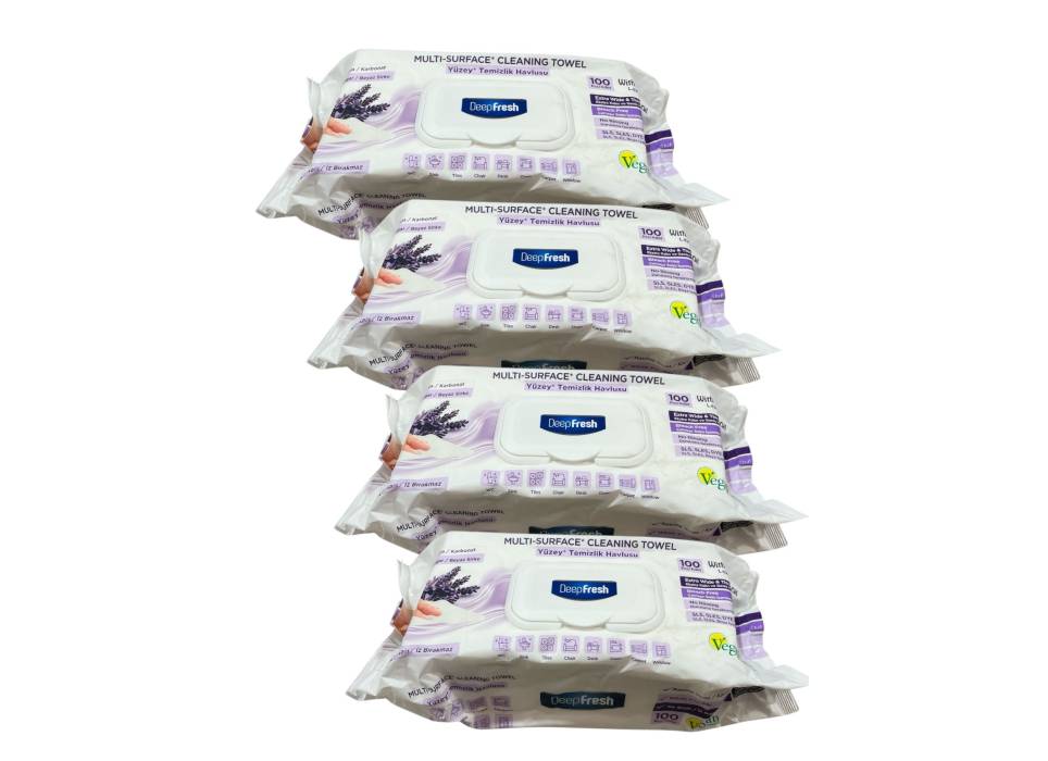 Set 3 pachete servetele umede Bicarbonat si otet Deep Fresh Lavanda + 1 gratis