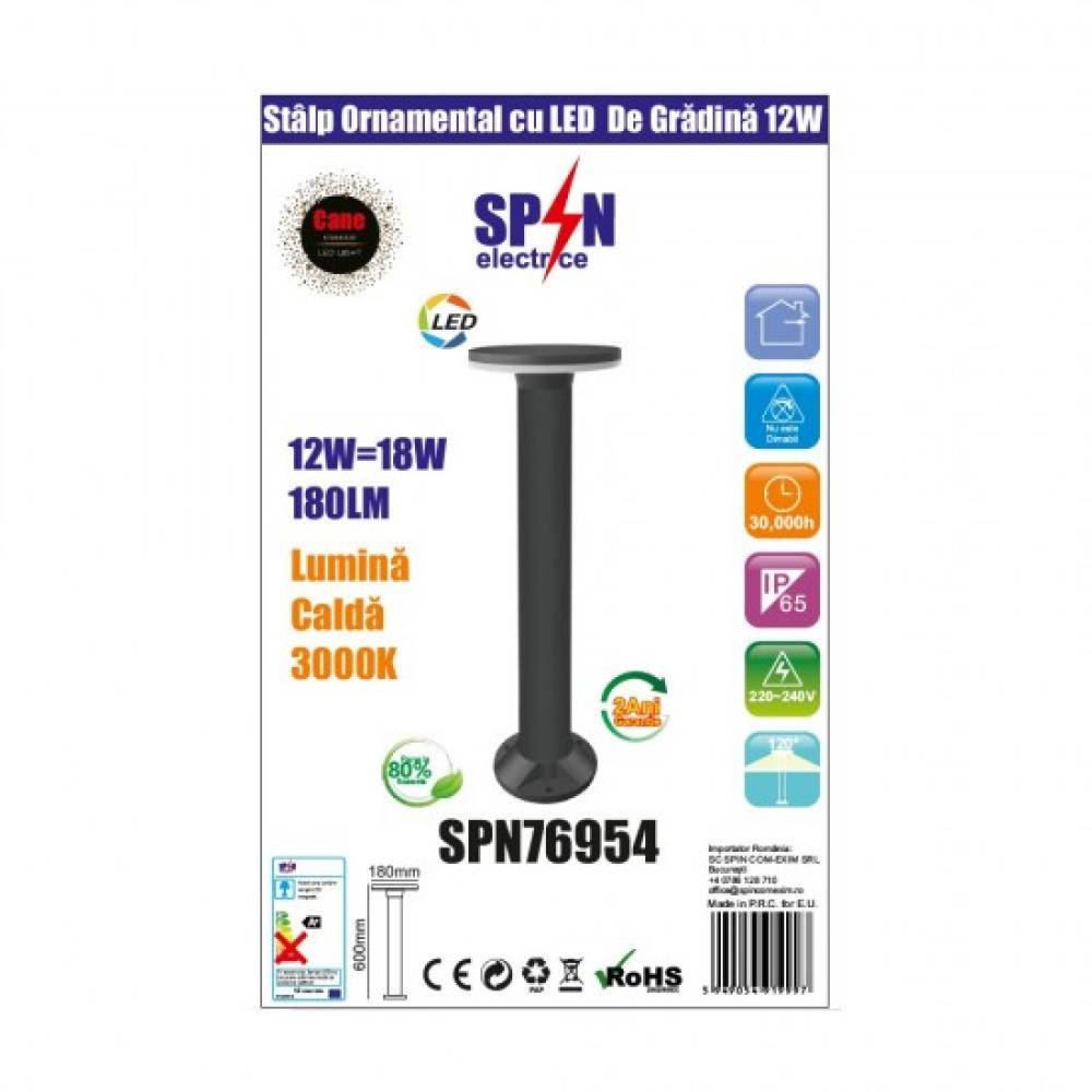 Stalp Ornamental cu LED De Gradina 12W, 3000k, Lumina Calda Stalp Ornamental cu LED De Gradina 12W, 3000k, Lumina Calda