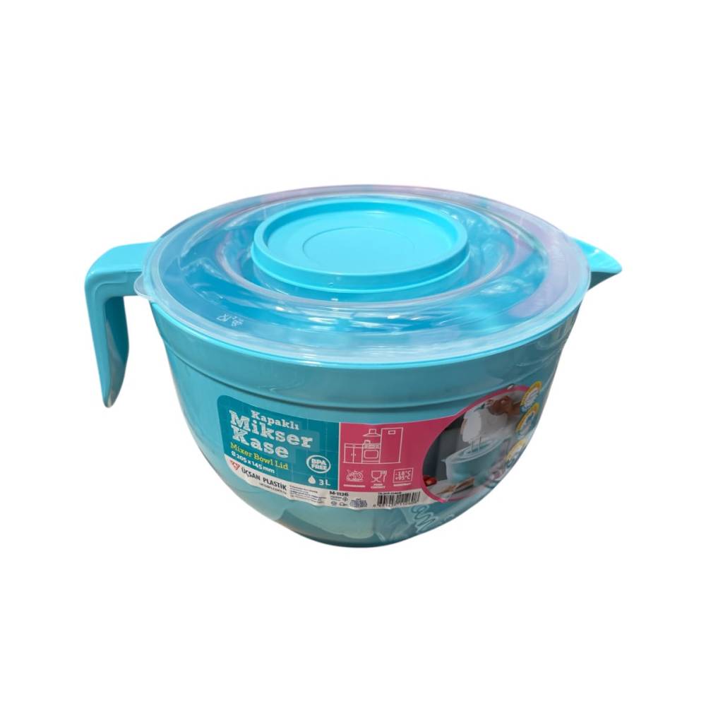 Bol mixer 3 litri din plastic, cu capac, albastru Bol mixer 3 litri din plastic, cu capac, albastru