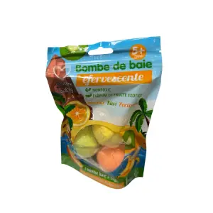 Bombe baie (copii) 3 buc efervescente cu banana, kiwi si portocala