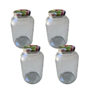 Borcan 5 litri din sticla cu capac (transparent), 4 buc/set