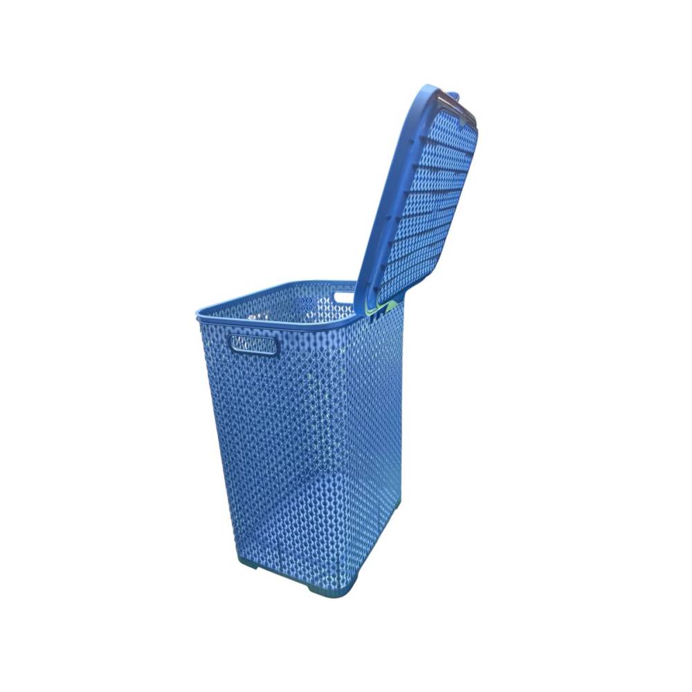 Cos haine / rufe (perlat), 45 l, albastru, cu capac Cos haine / rufe (perlat), 45 l, albastru, cu capac