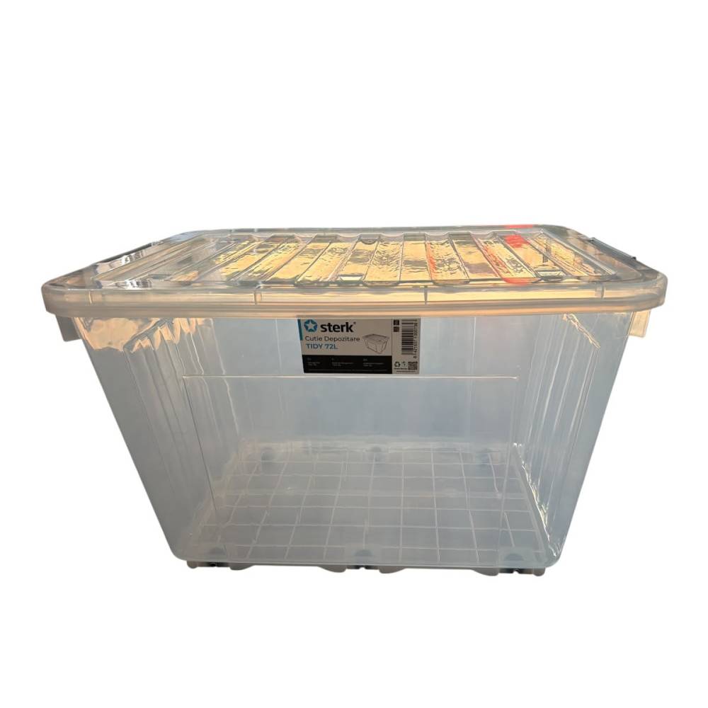 Cutie depozitare plastic cu roti si capac, 72 litri, Tidy Cutie depozitare plastic cu roti si capac, 72 litri, Tidy