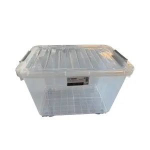 Cutie depozitare plastic cu roti si capac, 44 litri, Tidy