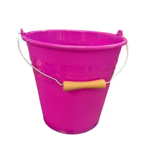 Galeata plastic rezistenta 10 litri (uz casnic), maner metal, roz