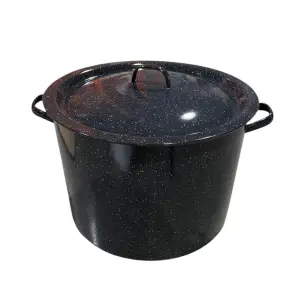 Oala Emailata cu capac 40 L neagra , 40 cm