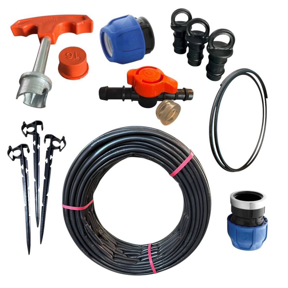 Kit irigare prin picurare (furtun) 33cm/100m, 64 accesorii Kit irigare prin picurare (furtun) 33cm/100m, 64 accesorii