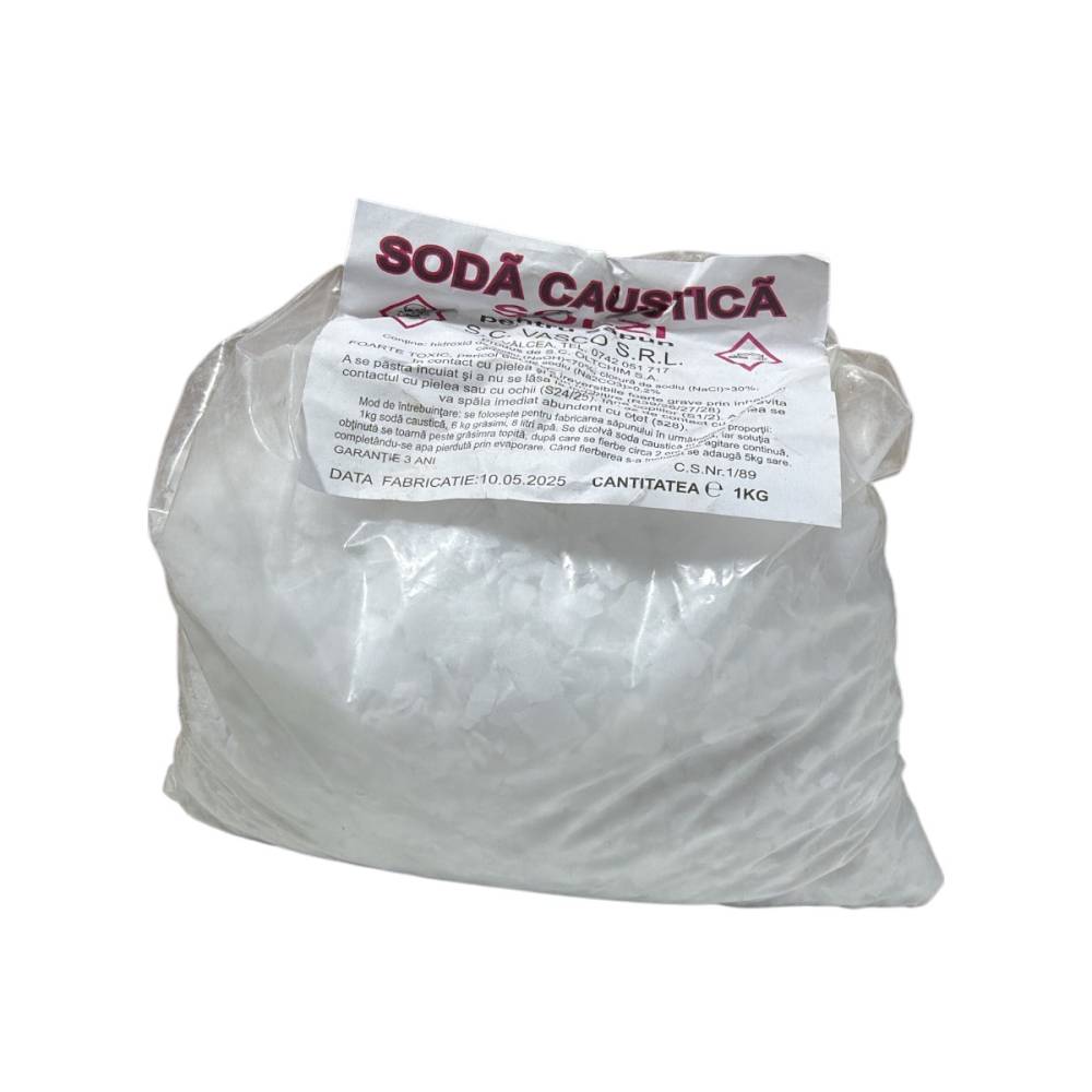 Soda caustica 1 kg, Hidroxid de sodiu (pentru sapun) Soda caustica 1 kg, Hidroxid de sodiu (pentru sapun)