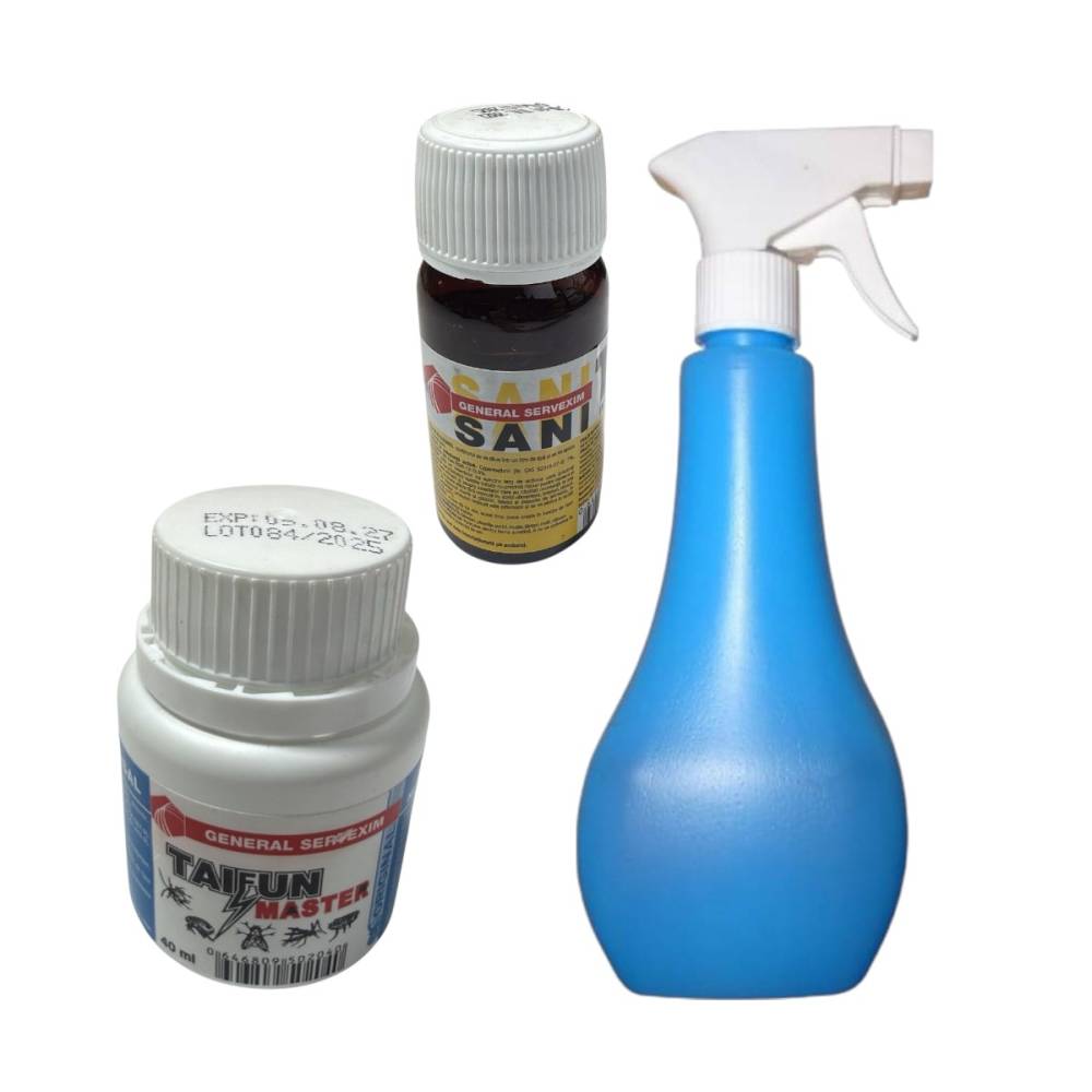 Set insecticid Taifun 50 ml si Sanitox 40 ml + pulverizator 1 litru Set insecticid Taifun 50 ml si Sanitox 40 ml + pulverizator 1 litru
