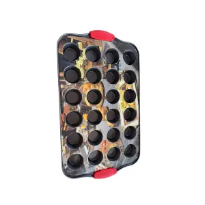 Tava pentru copt 24 briose, 41.5x25x2.8 cm, manere silicon