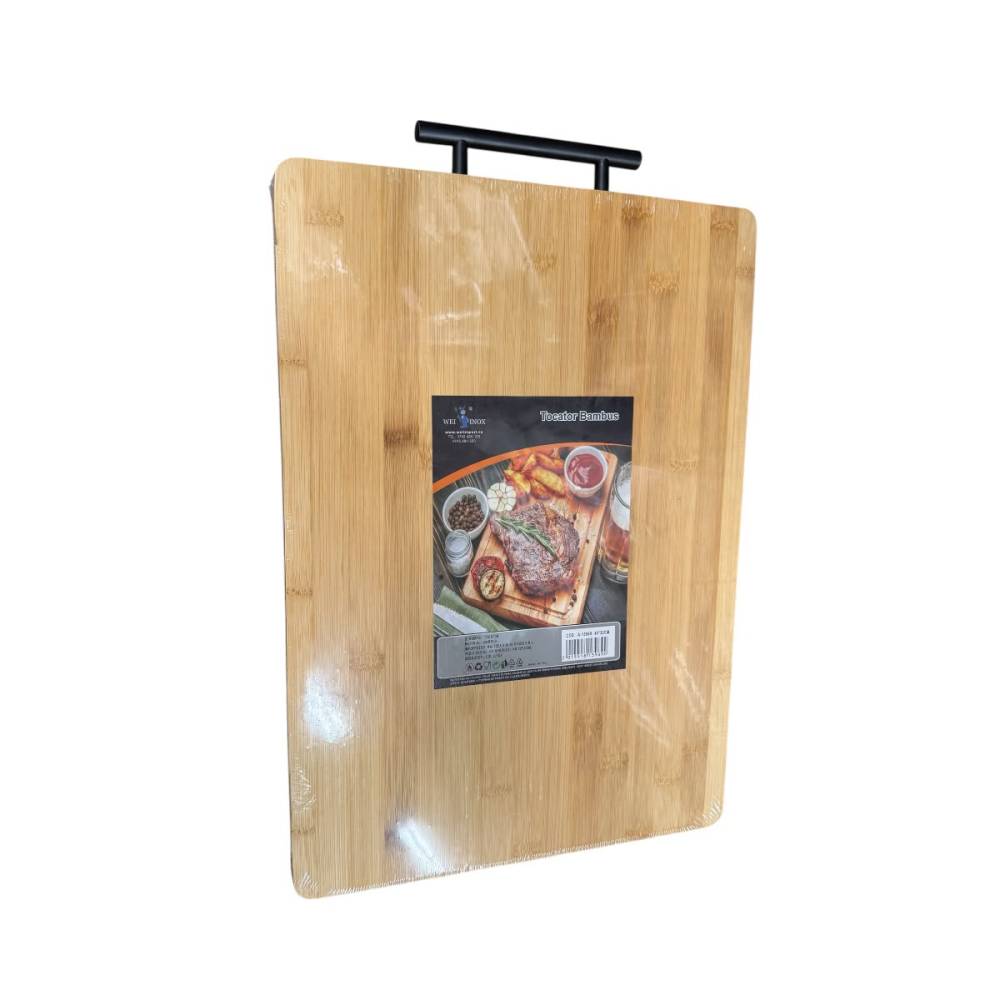 Tocator horeca din bambus gros 45x32cm, cu maner Tocator horeca din bambus gros 45x32cm, cu maner
