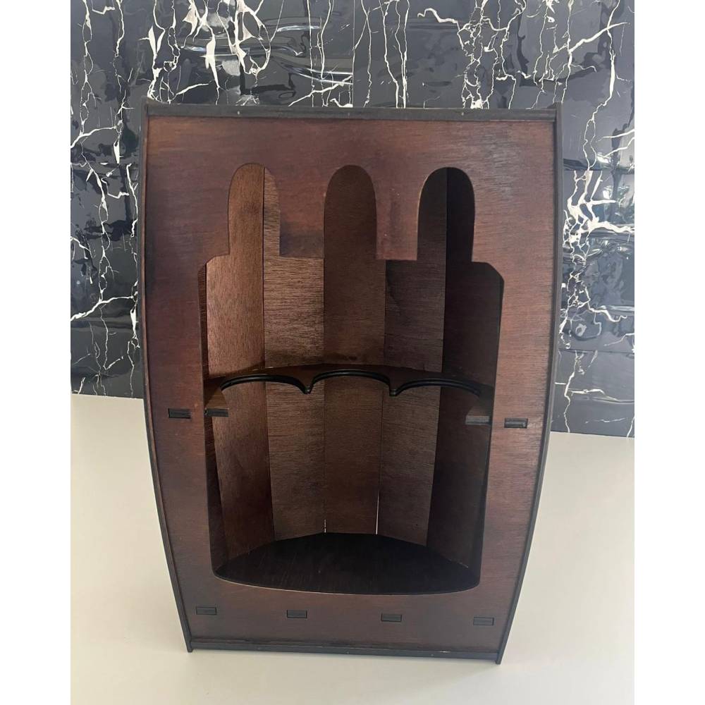 Suport 3 sticle de vin, din lemn, forma de butoi Suport 3 sticle de vin, din lemn, forma de butoi