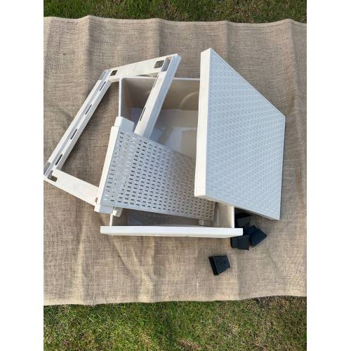 Dulap din plastic depozitare tip ratan Bej cu 4 sertare 47x38x92