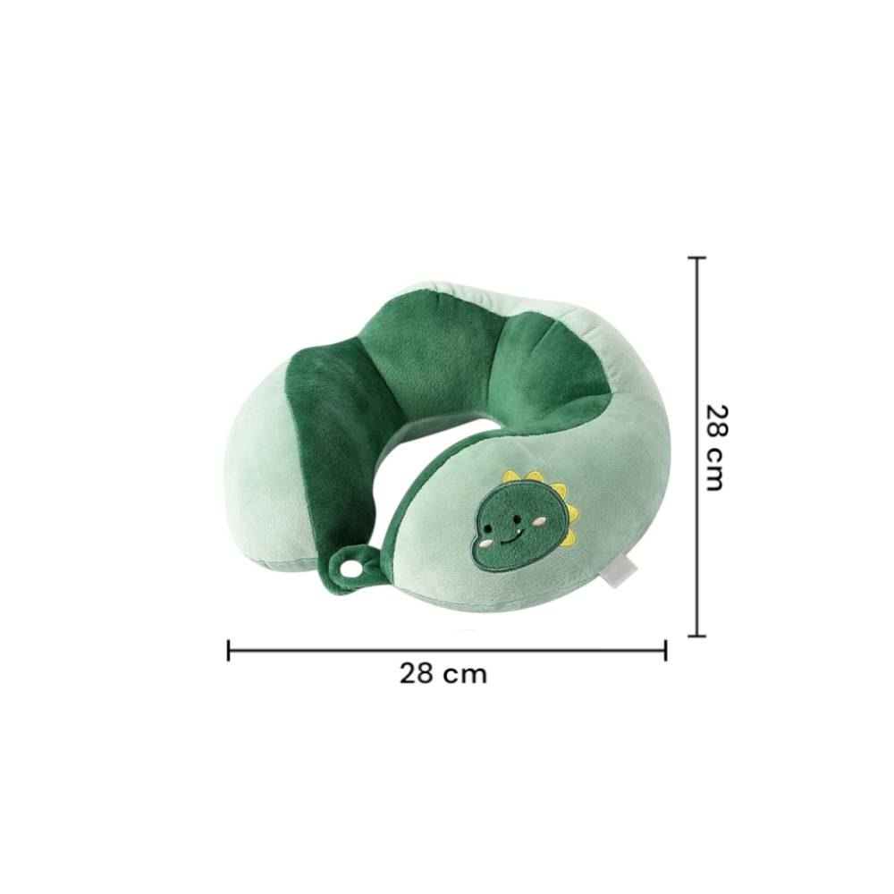 Perna de Calatorie pentru Gat, Umplutura cu Bumbac, Model Brodat Dinozaur, Verde Perna de Calatorie pentru Gat, Umplutura cu Bumbac, Model Brodat Dinozaur, Verde