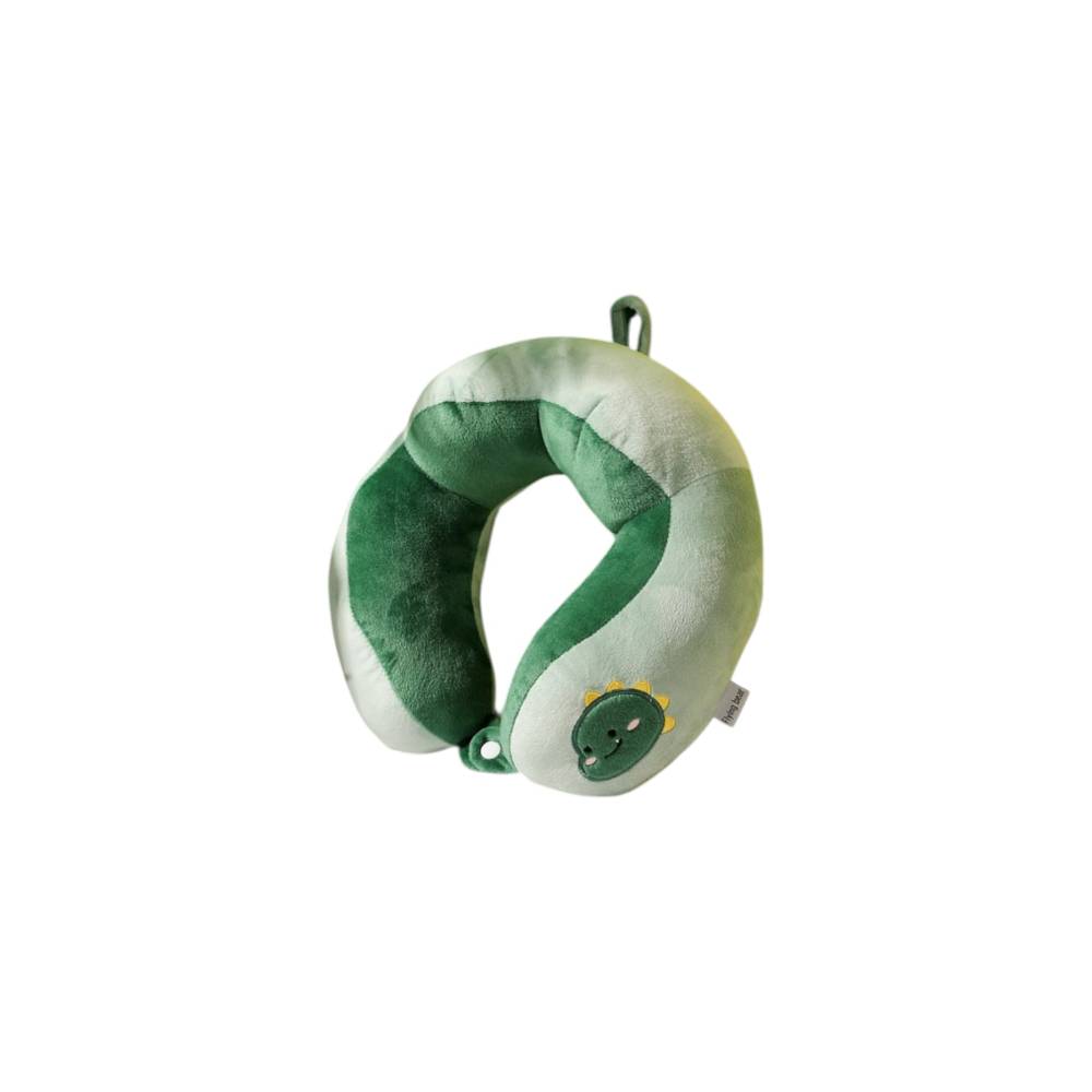 Perna de Calatorie pentru Gat, Umplutura cu Bumbac, Model Brodat Dinozaur, Verde Perna de Calatorie pentru Gat, Umplutura cu Bumbac, Model Brodat Dinozaur, Verde