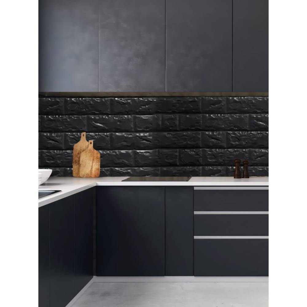 Tapet 3D autoadeziv, 35x38cm, imitatie caramida, Negru, 10buc/set Tapet 3D autoadeziv, 35x38cm, imitatie caramida, Negru, 10buc/set