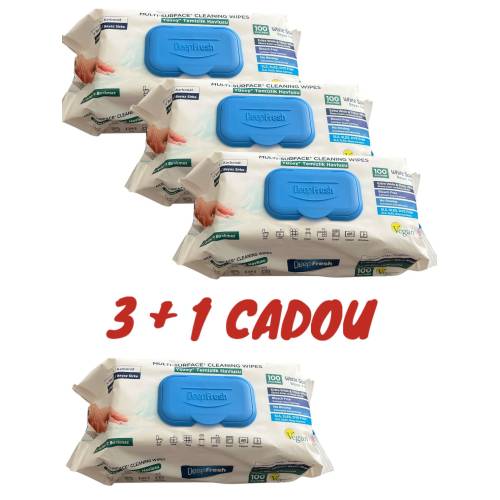 Set 3+1 cadou Servetele umede multisuprafete cu Bicarbonat si otet, DeepFresh Set 3+1 cadou Servetele umede multisuprafete cu Bicarbonat si otet, DeepFresh