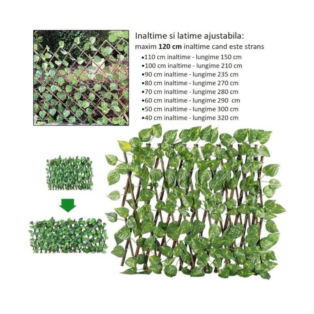 Gard viu artificial extensibil 2m x 1m verde (balcon, terasa) Gard viu artificial extensibil 2m x 1m verde (balcon, terasa)