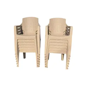 Scaun gradina Crem, plastic tip ratan 61x60x81cm, set 12 bucati 