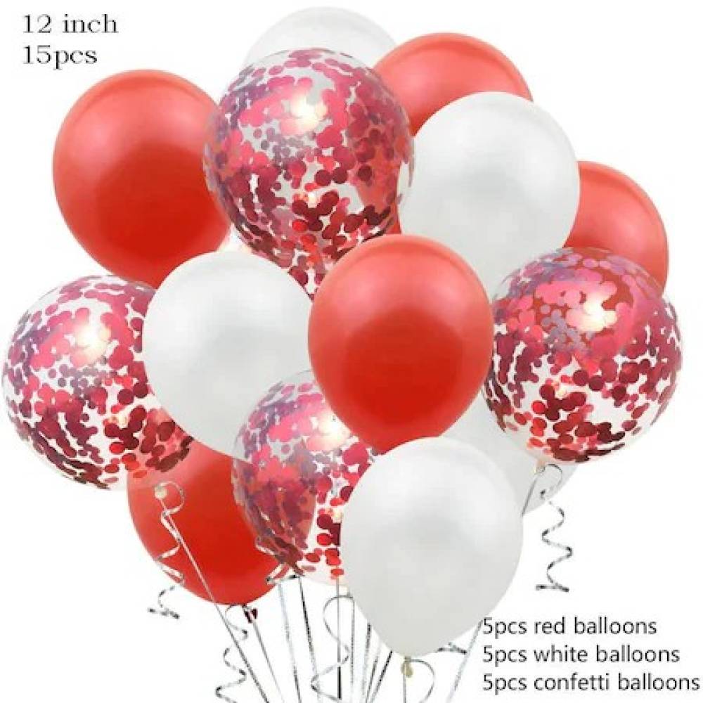Baloane Petrecere 15 buc/set, 30cm Alb cu Rosu Baloane Petrecere 15 buc/set, 30cm Alb cu Rosu