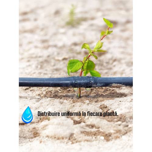 Kit irigare -Tub picurare 20cm/400m + 40 x Robinet pentru tub picurare + 40 x Garnitura cu umar + 40 x Dop pentru tub